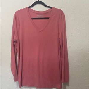 Eddie Bauer Women's Orange V-Neck Long Sleeve Top. Good Condition. Size 2X.